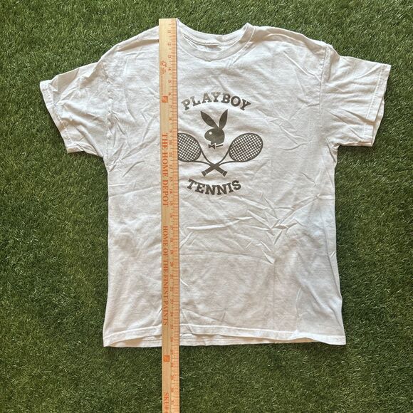 Playboy Tennis Club Mens Crewneck T-Shirt White Medium 100% Cotton Short Sleeve - Picture 2 of 10